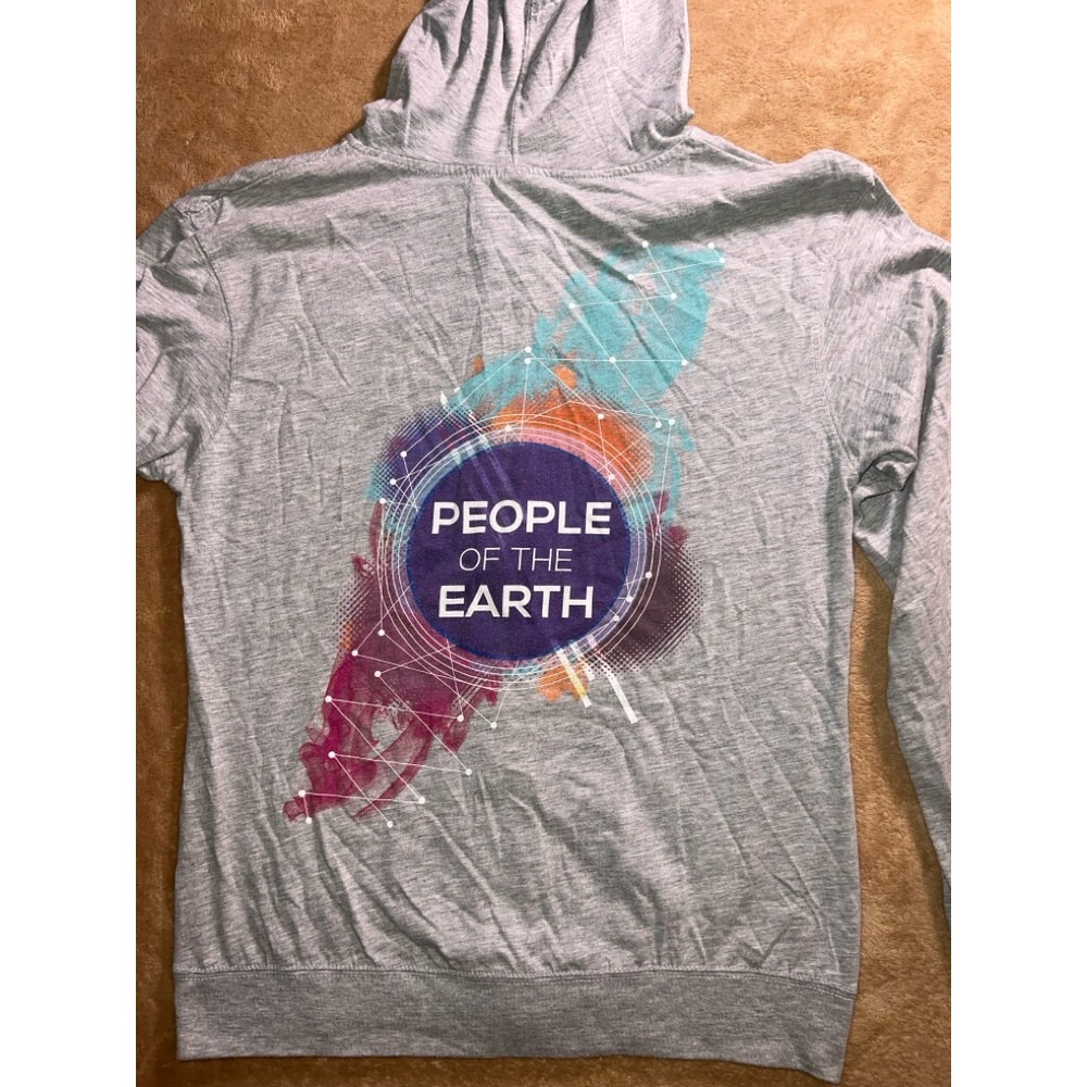 Tultex Medium Gray‎ 'People of the Earth' Light Long Sleeve Hood Full Zip Jacket